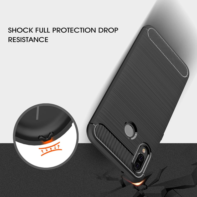For Huawei  P20 Lite Brushed Texture Carbon Fiber Shockproof TPU Protective Back Case (Navy Blue) - Huawei Cases by PMC TechLife | Online Shopping South Africa | PMC TechLife | Buy Now Pay Later Mobicred