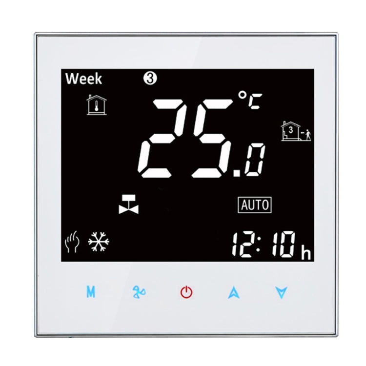 BAC-2000 Central Air Conditioning Type Touch LCD Digital 2-pipe Fan Coil Unit Room Thermostat, Display Fan Speed / Clock / Temperature / Time / Week / Heat etc.(White) - Indoor Thermometer by PMC Jewellery | Online Shopping South Africa | PMC Jewellery | Buy Now Pay Later Mobicred