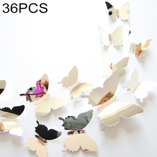 36 PCS Home Decoration Originality PC 3D Mirror Surface Butterfly Wall Paste - Decorative Mirrors by PMC Jewellery | Online Shopping South Africa | PMC Jewellery | Buy Now Pay Later Mobicred