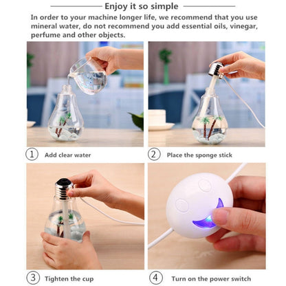 400ML Colorful Light Portable Bulb Shape Aromatherapy Air Purifier Humidifier for Home / Office / Car(Silver) - Air Purifiers & Accessories by PMC Jewellery | Online Shopping South Africa | PMC Jewellery | Buy Now Pay Later Mobicred