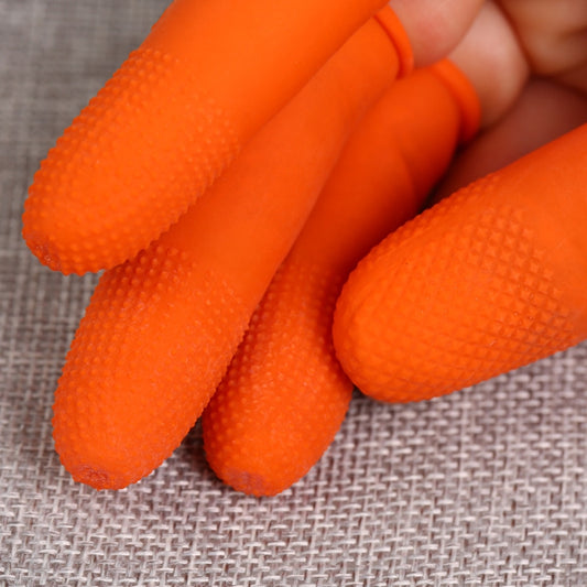 100pcs / Pack Antistatic Antislip Durable Fingertips Latex Protective Gloves, Size: M, 2.6*6.3cm(Orange) - Safety Gloves by PMC Jewellery | Online Shopping South Africa | PMC Jewellery | Buy Now Pay Later Mobicred