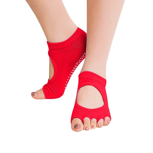 One Pair Open Toe Open Instep Anti-slip Sports Female Yoga Socks, Size: 34 - 39 (EUR)(Red) - Yoga Socks & Shoes by PMC Jewellery | Online Shopping South Africa | PMC Jewellery | Buy Now Pay Later Mobicred