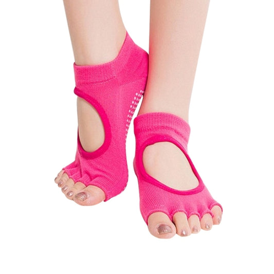 One Pair Open Toe Open Instep Anti-slip Sports Female Yoga Socks, Size: 34 - 39 (EUR)(Magenta) - Yoga Socks & Shoes by PMC Jewellery | Online Shopping South Africa | PMC Jewellery | Buy Now Pay Later Mobicred