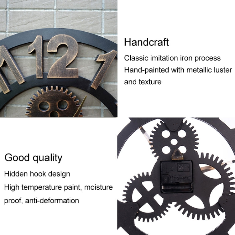 Retro Wooden Round Single-sided Gear Clock Number Wall Clock, Diameter: 58cm (Gold) - Wall Clock by PMc TechLife | Online Shopping South Africa | PMc TechLife | Buy Now Pay Later Mobicred