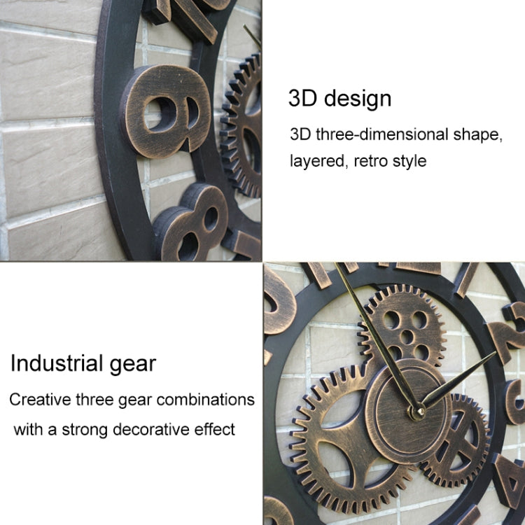 Retro Wooden Round Single-sided Gear Clock Rome Number Wall Clock, Diameter: 58cm (Silver) - Wall Clock by PMc TechLife | Online Shopping South Africa | PMc TechLife | Buy Now Pay Later Mobicred