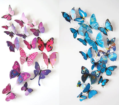 2 Sets Creative 3D Color Butterfly Wall Stickers Living Room Bedroom Decoration Supplies, Magnet Style, Random Color Delivery - Ornaments by PMC Jewellery | Online Shopping South Africa | PMC Jewellery