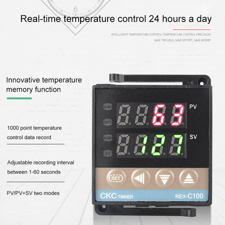 8800W REX-C100 Thermostat + Heat Sink + Thermocouple + SSR-80 DA Solid State Module Intelligent Temperature Control Kit - Components Kits by PMC Jewellery | Online Shopping South Africa | PMC Jewellery | Buy Now Pay Later Mobicred