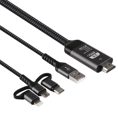 3 in 1 Micro USB + USB-C / Type-C + 8 Pin to HDMI HDTV Cable(Black) - Video & Audio Cable by PMC Jewellery | Online Shopping South Africa | PMC Jewellery | Buy Now Pay Later Mobicred