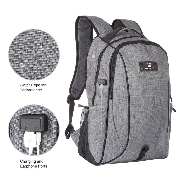 HAWEEL Outdoor Portable Canvas Dual Shoulders Laptop Backpack(Grey) - Backpack by HAWEEL | Online Shopping South Africa | PMC Jewellery | Buy Now Pay Later Mobicred