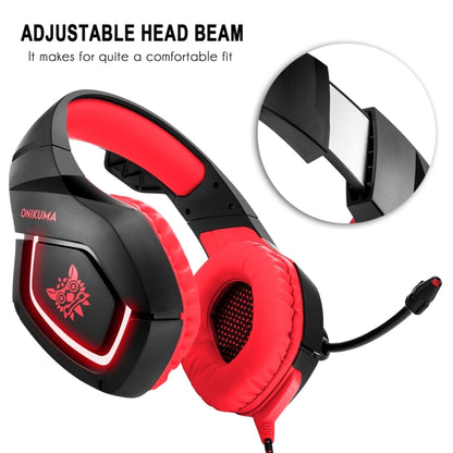 ONIKUMA K1B 3.5mm Plug Stereo USB LED Light Headphone with Microphone, For PS4, Smartphone, Tablet, PC, Notebook(Red) - Multimedia Headset by ONIKUMA | Online Shopping South Africa | PMC Jewellery | Buy Now Pay Later Mobicred