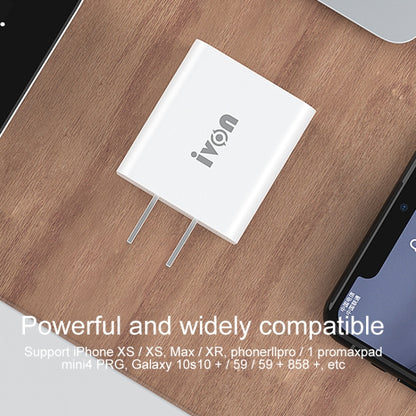 IVON AD48 18W PD Fast Charger + USB-C / Type-C to 8 Pin Data Cable Set, US Plug - USB Charger by IVON | Online Shopping South Africa | PMC Jewellery | Buy Now Pay Later Mobicred