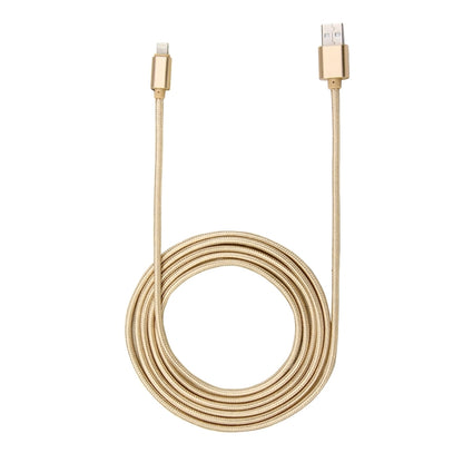 1m Woven Style Metal Head 84 Cores 8 Pin to USB 2.0 Data / Charger Cable(Gold) - Normal Style Cable by PMC Jewellery | Online Shopping South Africa | PMC Jewellery | Buy Now Pay Later Mobicred