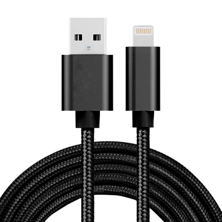 3A Woven Style Metal Head 8 Pin to USB Charge Data Cable, Cable Length: 2m(Black) - Normal Style Cable by PMC Jewellery | Online Shopping South Africa | PMC Jewellery | Buy Now Pay Later Mobicred