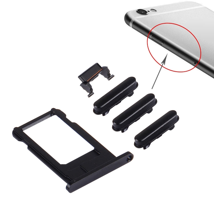 4 in 1 for iPhone 6s (Card Tray + Volume Control Key + Power Button + Mute Switch Vibrator Key)(Black) - iPhone 6S/6S Plus Parts by PMc TechLife | Online Shopping South Africa | PMc TechLife | Buy Now Pay Later Mobicred