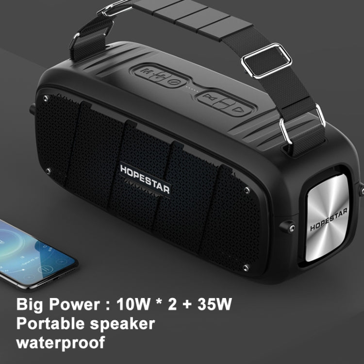 HOPESTAR A20 TWS Portable Outdoor Waterproof Subwoofer Bluetooth Speaker, Support Power Bank & Hands-free Call & U Disk & TF Card & 3.5mm AUX(Black) - Desktop Speaker by HOPESTAR | Online Shopping South Africa | PMC Jewellery | Buy Now Pay Later Mobicred