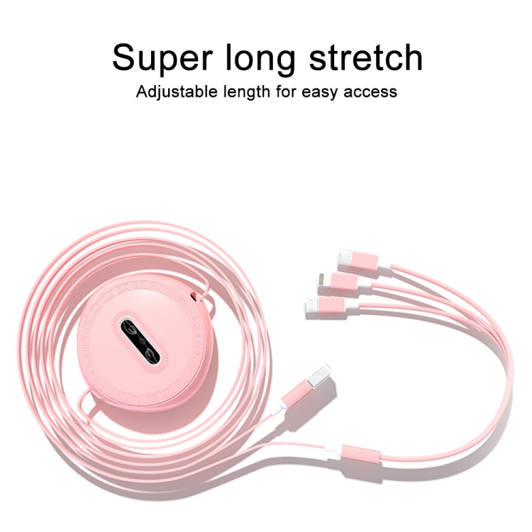 Micro + 8 Pin + Type-C / USB-C 3 In 1 Telescopic Charging Cable (Red) - Multifunction Cable by PMC Jewellery | Online Shopping South Africa | PMC Jewellery | Buy Now Pay Later Mobicred