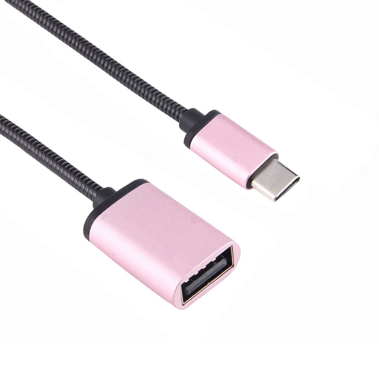 8.3cm USB Female to Type-C Male Metal Wire OTG Cable Charging Data Cable(Rose Gold) - OTG Adapter by PMC Jewellery | Online Shopping South Africa | PMC Jewellery | Buy Now Pay Later Mobicred