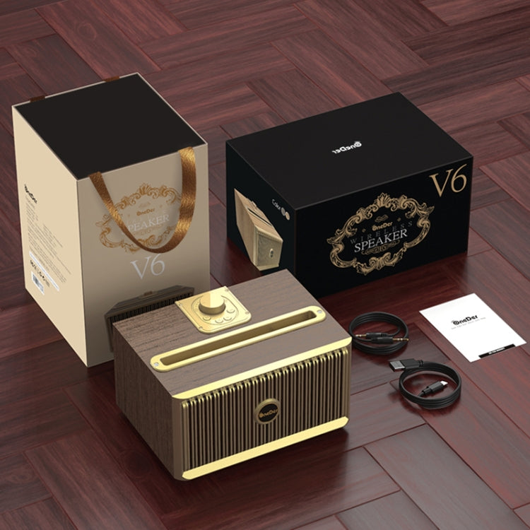 Oneder V6 Portable Wireless Bluetooth Speaker, Support Hands-free & FM & TF Card & AUX & USB Drive (Bronze) - Desktop Speaker by OneDer | Online Shopping South Africa | PMC Jewellery | Buy Now Pay Later Mobicred