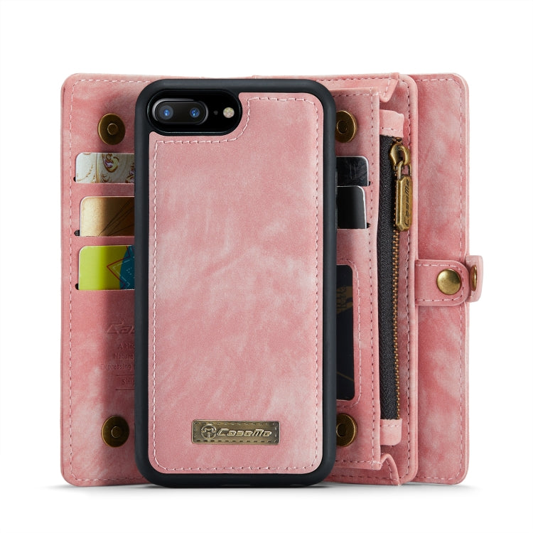 CaseMe for iPhone 8 Plus & 7 Plus   Multifunctional Leather Billfold with Detachable Magnetic PC Back Protective Case & Holder & 11 Card Slots & 3 Cash Slots & 1 Zipper Wallet & 2 Photo Frames & 3 Magnetic Clasps (Pink) - More iPhone Cases by CaseMe | Online Shopping South Africa | PMC Jewellery | Buy Now Pay Later Mobicred