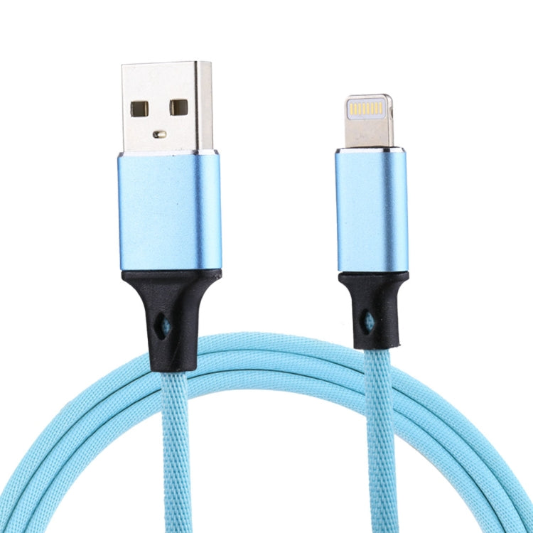 1m 2A USB to 8 Pin Nylon Weave Style Data Sync Charging Cable(Blue) - Normal Style Cable by PMC Jewellery | Online Shopping South Africa | PMC Jewellery | Buy Now Pay Later Mobicred