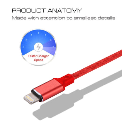 1m 2A USB to 8 Pin Nylon Weave Style Data Sync Charging Cable(Red) - Normal Style Cable by PMC Jewellery | Online Shopping South Africa | PMC Jewellery | Buy Now Pay Later Mobicred