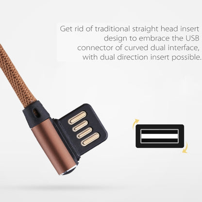 1m 2.4A Output USB to 8 Pin Double Elbow Design Nylon Weave Style Data Sync Charging Cable(Coffee) - Normal Style Cable by PMC Jewellery | Online Shopping South Africa | PMC Jewellery | Buy Now Pay Later Mobicred