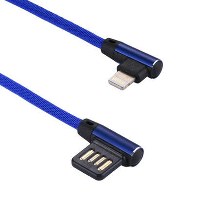 1m 2.4A Output USB to 8 Pin Double Elbow Design Nylon Weave Style Data Sync Charging Cable(Dark Blue) - Normal Style Cable by PMC Jewellery | Online Shopping South Africa | PMC Jewellery | Buy Now Pay Later Mobicred