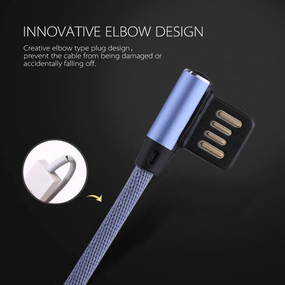 1m 2.4A Output USB to 8 Pin Double Elbow Design Nylon Weave Style Data Sync Charging Cable(Blue) - Normal Style Cable by PMC Jewellery | Online Shopping South Africa | PMC Jewellery | Buy Now Pay Later Mobicred