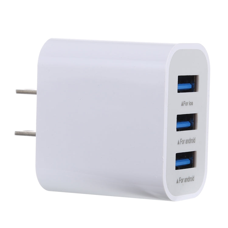 3.1A 3 USB Ports Quick Charger Travel Charger, US Plug(White) - USB Charger by PMC Jewellery | Online Shopping South Africa | PMC Jewellery | Buy Now Pay Later Mobicred