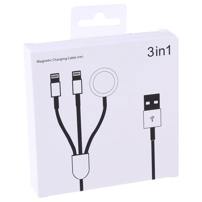 Multi-function 3 In 1 8 Pin Magnetic Charging Cable for iPhone / Apple Watch, Length : 1m (White) - Multifunction Cable by PMC Jewellery | Online Shopping South Africa | PMC Jewellery | Buy Now Pay Later Mobicred