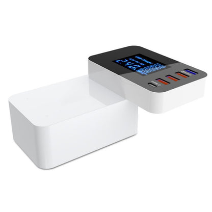 CDA33Q 40W QC 3.0 USB + 3 USB Ports + USB-C / Type-C Ports Multi-function Charger with LED Display, UK Plug - Multifunction Charger by PMC Jewellery | Online Shopping South Africa | PMC Jewellery | Buy Now Pay Later Mobicred