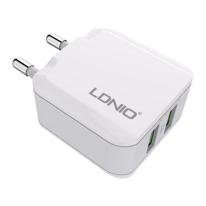 LDNIO A2201 2.4A Dual USB Charging Head Travel Direct Charge Mobile Phone Adapter Charger With Type-C Data Cable(EU Plug) - USB Charger by LDNIO | Online Shopping South Africa | PMC Jewellery | Buy Now Pay Later Mobicred