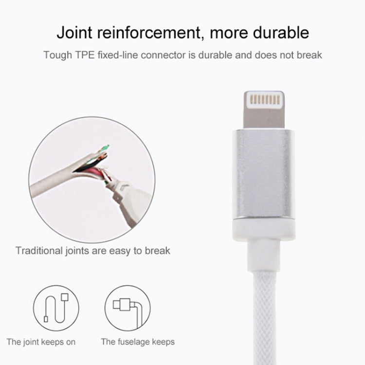 1m Net Style Metal Head 8 Pin to USB Data / Charger Cable(Red) - free shipping - PMC Jewellery - Order now!