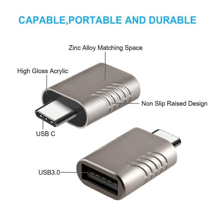 2 PCS SBT-148 USB-C / Type-C Male to USB 3.0 Female Zinc Alloy Adapter(Cosmic Grey) - Converter & Adapter by PMC Jewellery | Online Shopping South Africa | PMC Jewellery | Buy Now Pay Later Mobicred