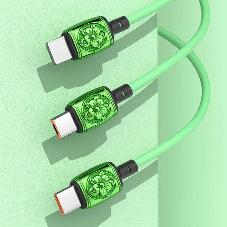 YT23085 Carved 3.5A 3 in 1 USB to Type-C / 8 Pin / Micro USB Fast Charging Cable, Cable Length: 1.2m(Green) - Multifunction Cable by PMC Jewellery | Online Shopping South Africa | PMC Jewellery | Buy Now Pay Later Mobicred