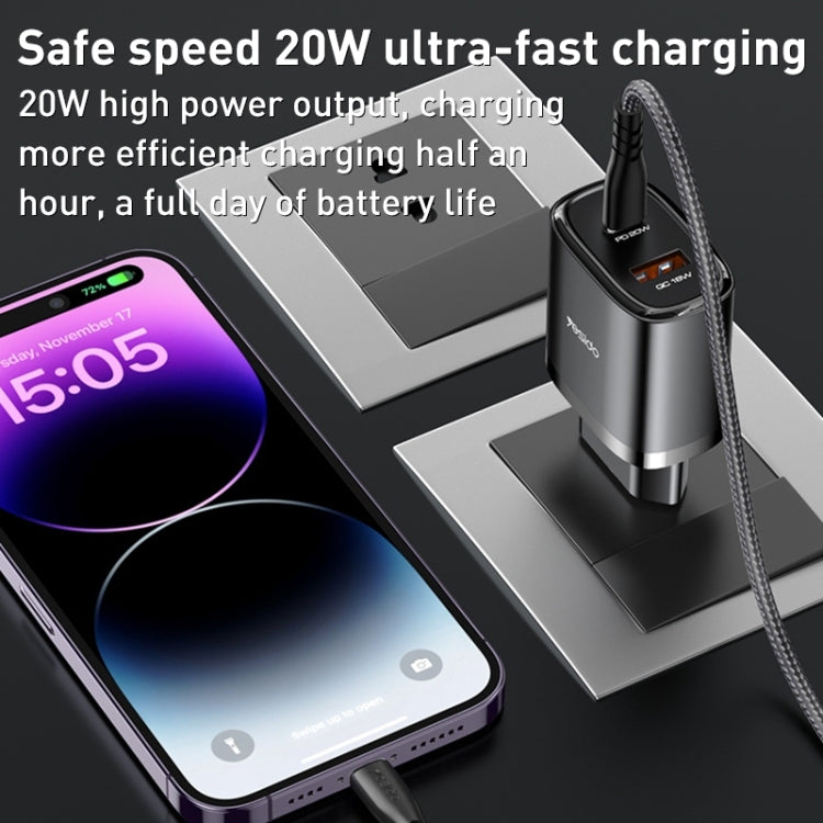 Yesido YC47 USB-C / Type-C + USB Travel Charger with 1m USB-C / Type-C to 8 Pin Cable, EU Plug (White) - USB Charger by Yesido | Online Shopping South Africa | PMC Jewellery | Buy Now Pay Later Mobicred