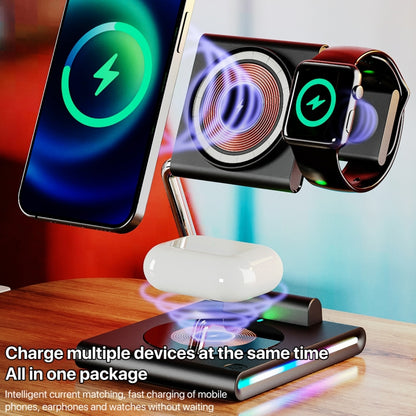 KTM8 15W 3 in 1 Portable Folding Magnetic Wireless Charger (White) - Wireless Charger by PMC Jewellery | Online Shopping South Africa | PMC Jewellery | Buy Now Pay Later Mobicred