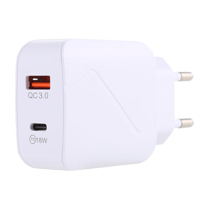 LZ-819A+C QC3.0 USB + PD 18W USB-C / Type-C Interfaces Travel Charger with Indicator Light, EU Plug (White) - USB Charger by PMC Jewellery | Online Shopping South Africa | PMC Jewellery | Buy Now Pay Later Mobicred