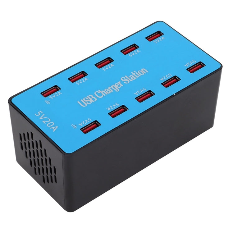 A5B 100W 10 Ports USB Smart Charging Station with Indicator Light, UK Plug - Multifunction Charger by PMC Jewellery | Online Shopping South Africa | PMC Jewellery | Buy Now Pay Later Mobicred