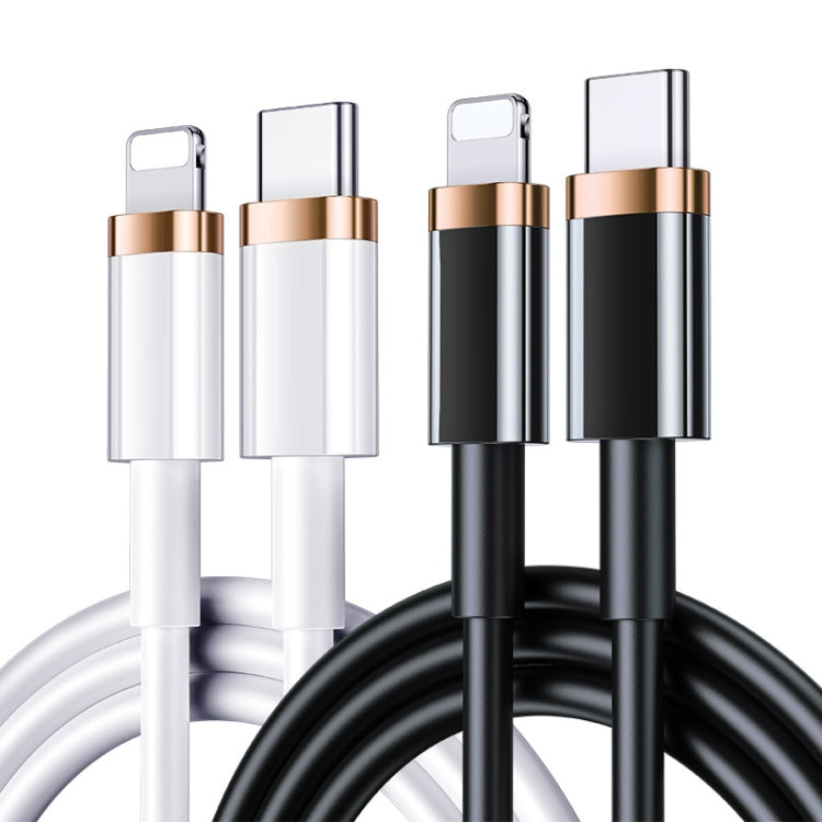 USAMS US-SJ485 U63 Type-C / USB-C to 8 Pin PD 20W Smooth Aluminum Alloy Fast Charging Data Cable, Length: 2m (Black) - Normal Style Cable by USAMS | Online Shopping South Africa | PMC Jewellery | Buy Now Pay Later Mobicred