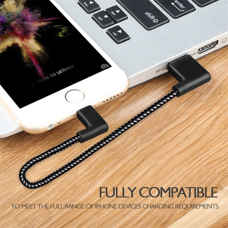 2m 2A USB to 8 Pin Nylon Weave Style Double Elbow Data Sync Charging Cable - Normal Style Cable by PMC Jewellery | Online Shopping South Africa | PMC Jewellery | Buy Now Pay Later Mobicred