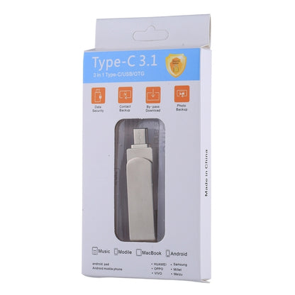 RQW-10X 3 in 1 USB 2.0 & 8 Pin & USB-C / Type-C 128GB Flash Drive, for iPhone & iPad & iPod & Most Android Smartphones & PC Computer - U Disk & Card Reader by PMC Jewellery | Online Shopping South Africa | PMC Jewellery | Buy Now Pay Later Mobicred