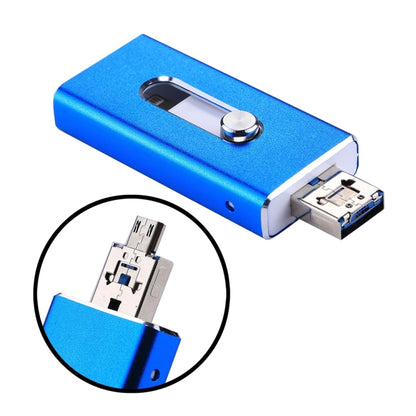 RQW-02 3 in 1 USB 2.0 & 8 Pin & Micro USB 32GB Flash Drive(Blue) - U Disk & Card Reader by PMC Jewellery | Online Shopping South Africa | PMC Jewellery | Buy Now Pay Later Mobicred