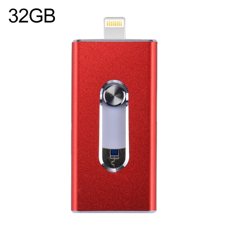 RQW-02 3 in 1 USB 2.0 & 8 Pin & Micro USB 32GB Flash Drive(Red) - U Disk & Card Reader by PMC Jewellery | Online Shopping South Africa | PMC Jewellery | Buy Now Pay Later Mobicred