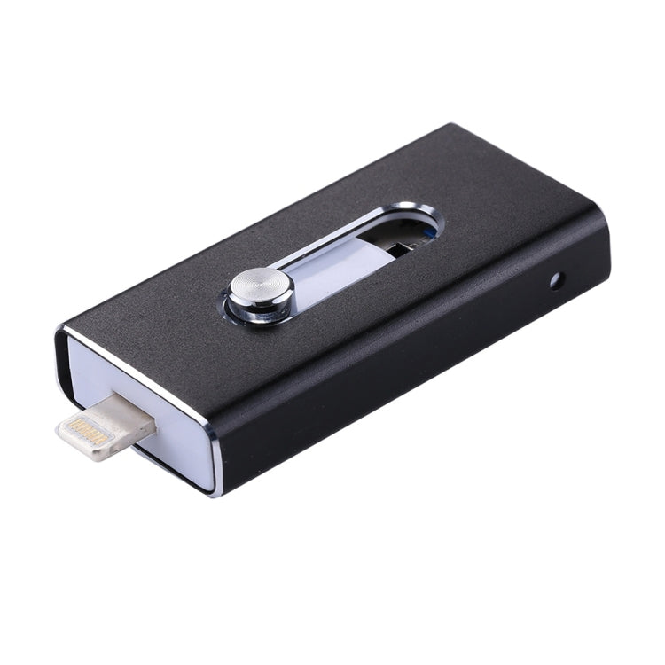 RQW-02 3 in 1 USB 2.0 & 8 Pin & Micro USB 128GB Flash Drive(Black) - U Disk & Card Reader by PMC Jewellery | Online Shopping South Africa | PMC Jewellery | Buy Now Pay Later Mobicred