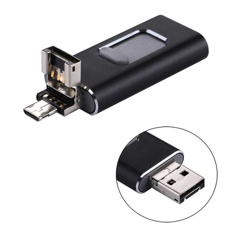 easyflash RQW-01B 3 in 1 USB 2.0 & 8 Pin & Micro USB 32GB Flash Drive(Black) - free shipping - PMC Jewellery - Order now!