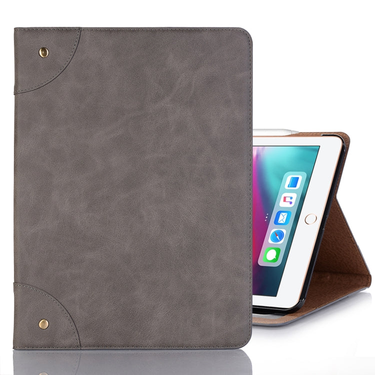 Retro Book Style Horizontal Flip PU Leather Case for iPad Air 13 2024 / iPad Pro 12.9 inch (2018), with Holder & Card Slots & Wallet (Grey) - iPad Pro 12.9 (2018) Cases by PMC Jewellery | Online Shopping South Africa | PMC Jewellery | Buy Now Pay Later Mobicred