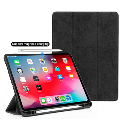 Horizontal Flip Leather Case with Pen Slot Three-folding Holder & Wake-up / Sleep Function for iPad Air 13 2024 / Pro 12.9 (2018)(Black) - iPad Pro 12.9 (2018) Cases by PMC Jewellery | Online Shopping South Africa | PMC Jewellery | Buy Now Pay Later Mobicred