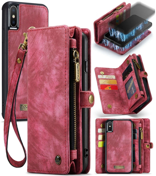 For iPhone XS Max CaseMe Detachable Multifunctional Horizontal Flip Leather Case with Card Slot & Holder & Zipper Wallet & Photo Frame (Red) - More iPhone Cases by CaseMe | Online Shopping South Africa | PMC Jewellery | Buy Now Pay Later Mobicred