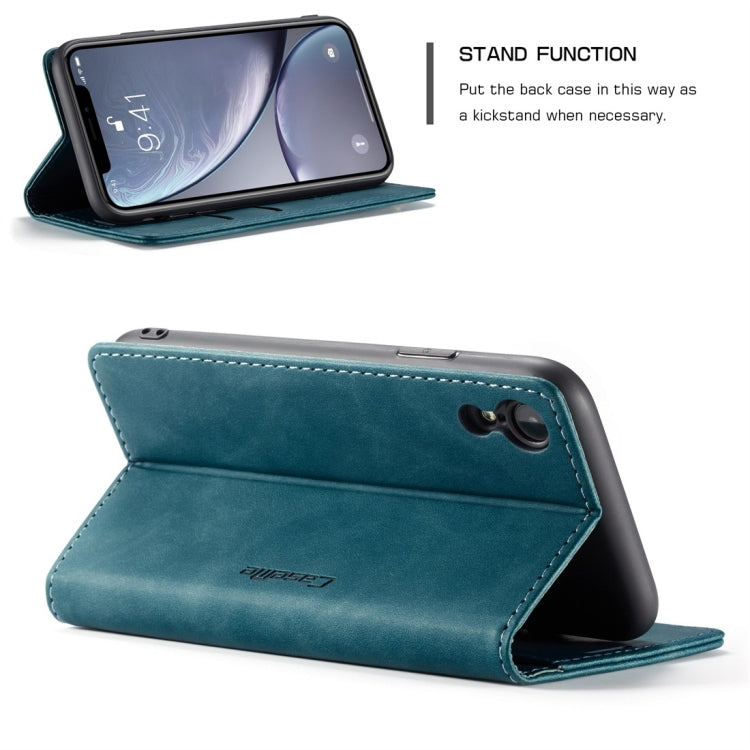 For iPhone XR CaseMe-013 Multifunctional Retro Frosted Horizontal Flip Leather Case with Card Slot & Holder & Wallet(Blue) - More iPhone Cases by CaseMe | Online Shopping South Africa | PMC Jewellery | Buy Now Pay Later Mobicred